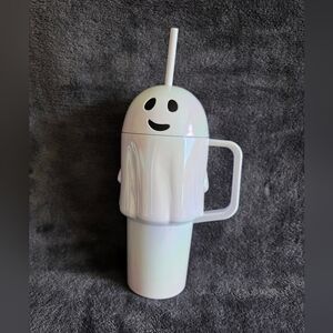 NWT Way To Celebrate 30 oz Ghost Plastic Tumbler White lridlescent with Straw